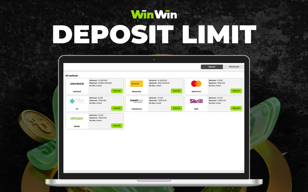 Winwin Bangladesh deposit sports betting, football, basketball, tennis, casino games, crash games, table games, information on maximum and minimum limits on the platform